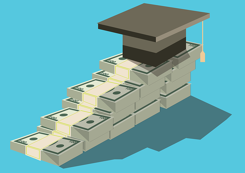 image of money forming a staircase to a graduation cap