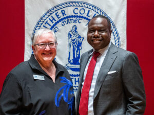 President Jenifer K. Ward and Sam Yamoah, Luther College class of 2004